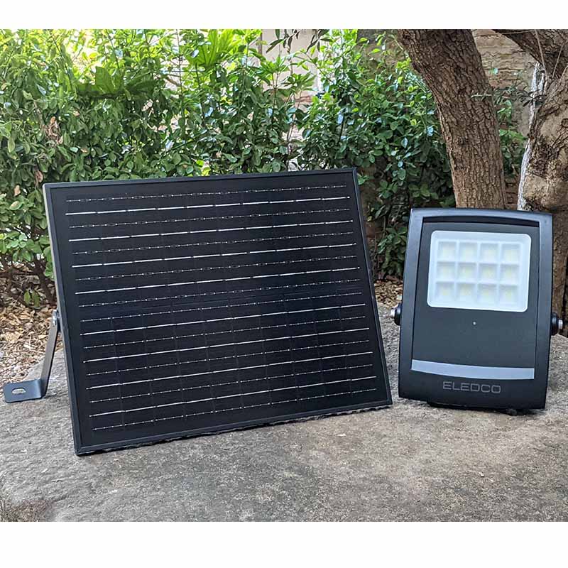 Foco Solar 100W ELEDCO, Proyector LED, Luz Neutra 4000K, Mando a Distancia,  Autonomía 8-15 Horas